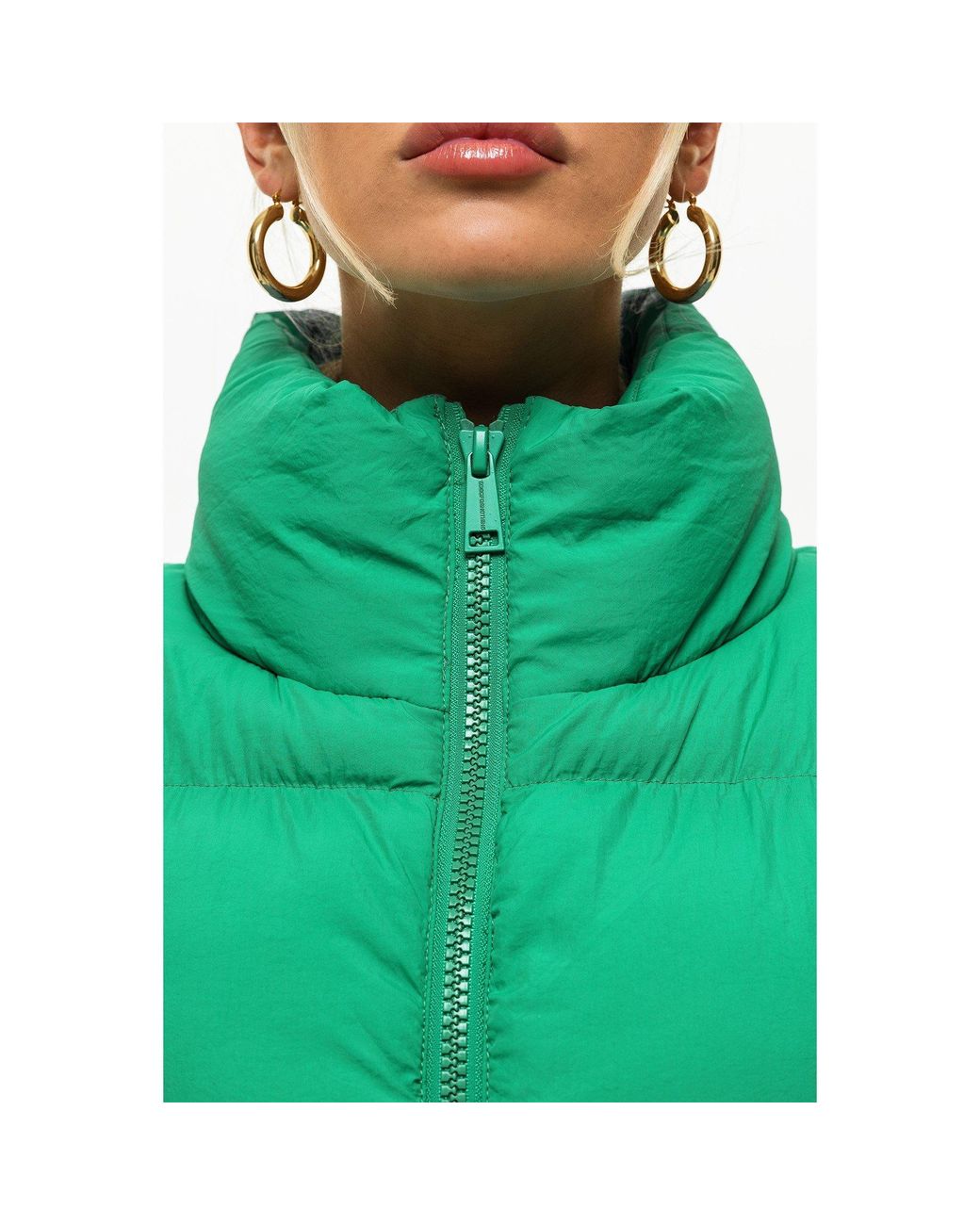 Good For Nothing Green Oversized Funnel Neck Puffer Jacket
