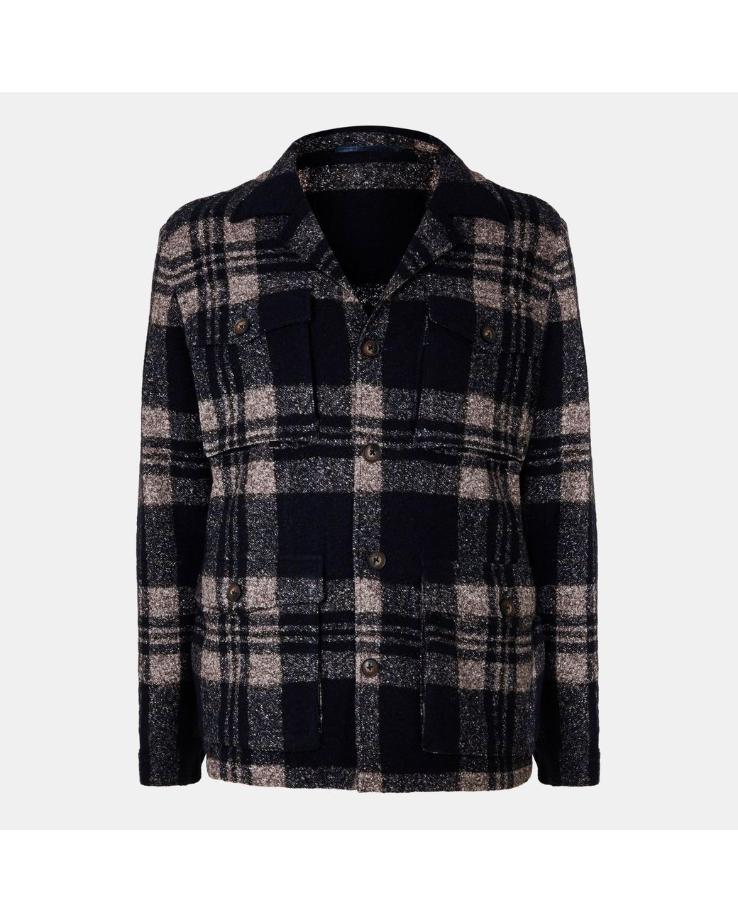 Pal Zileri Black Check Tailored Fit Overshirt for men