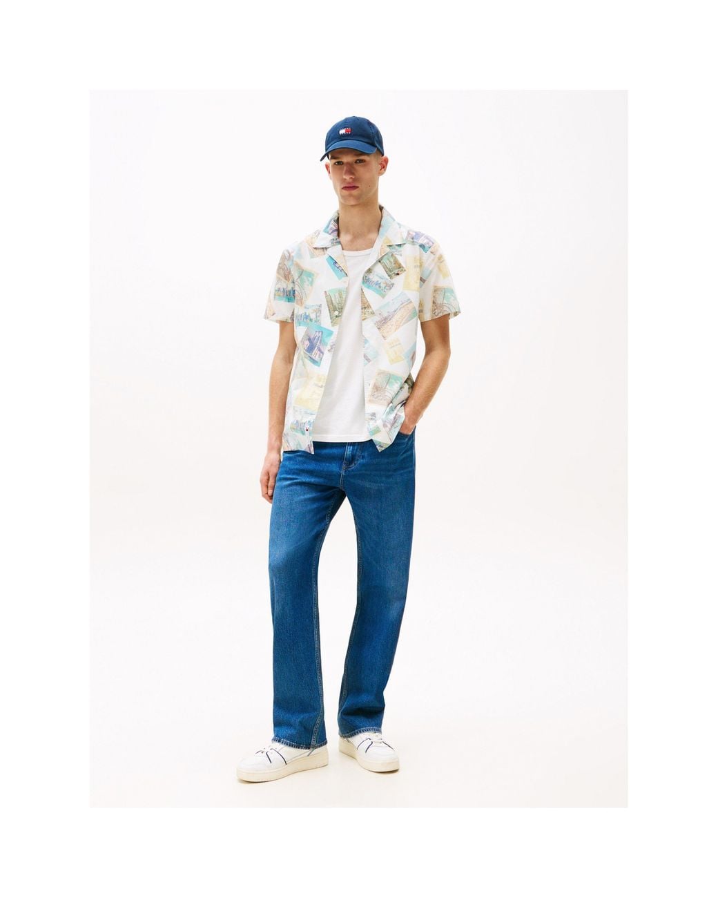 Tommy Hilfiger Blue All Over Print Camp Patterned Shirt for men