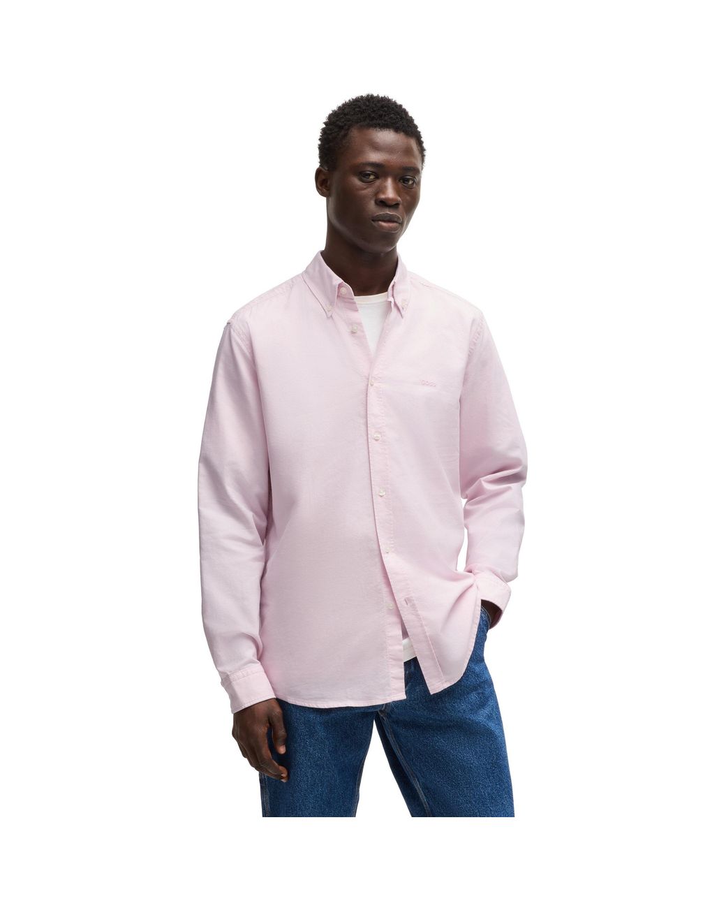 Boss Purple Rickert Oxford Shirt, Classic Style for men