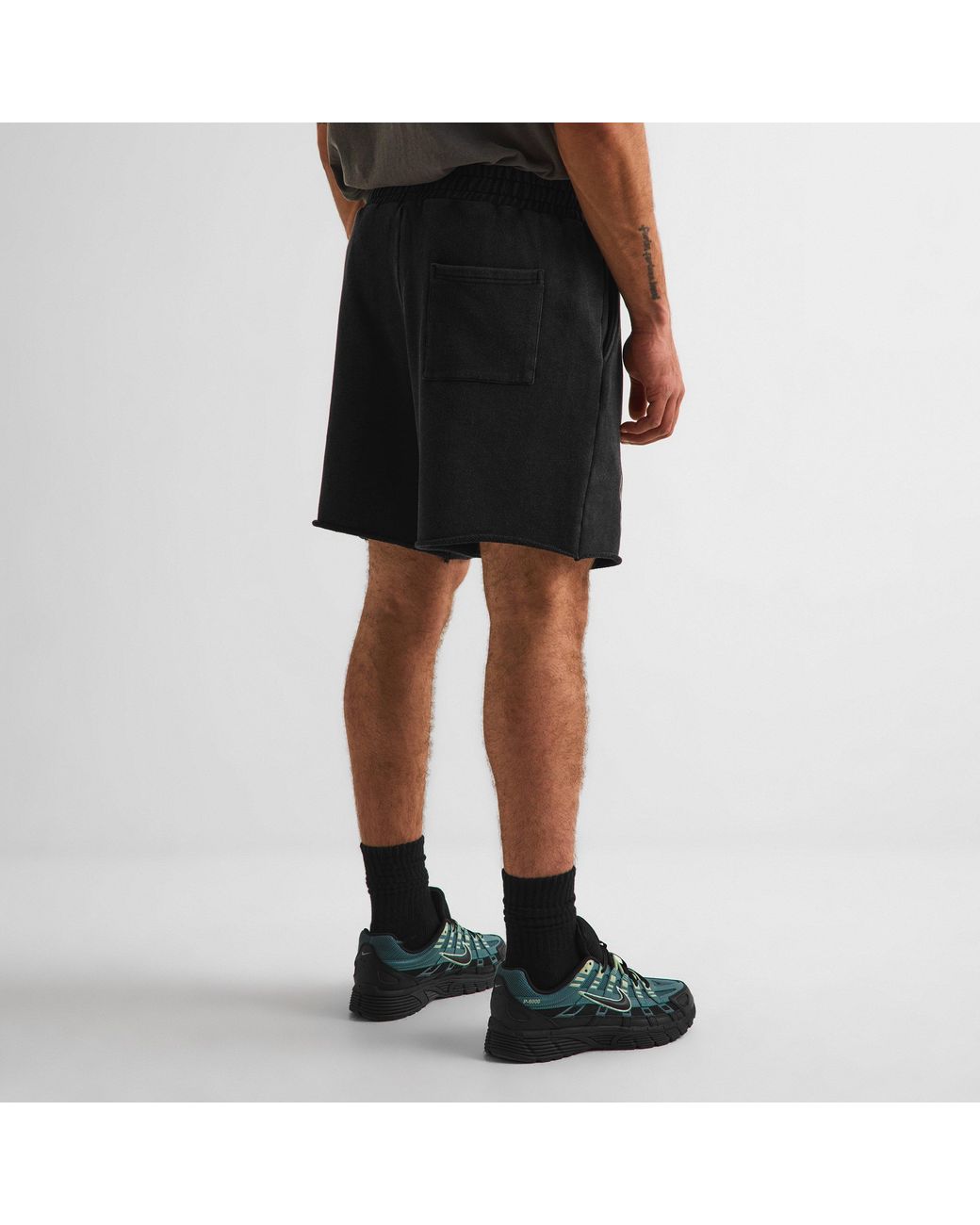 God Made Black Fleece Jogger Shorts for men