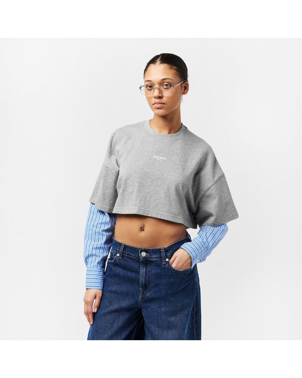 WRSTBHVR Blue Worst B Teela Long Sleeve Cropped Crop Top