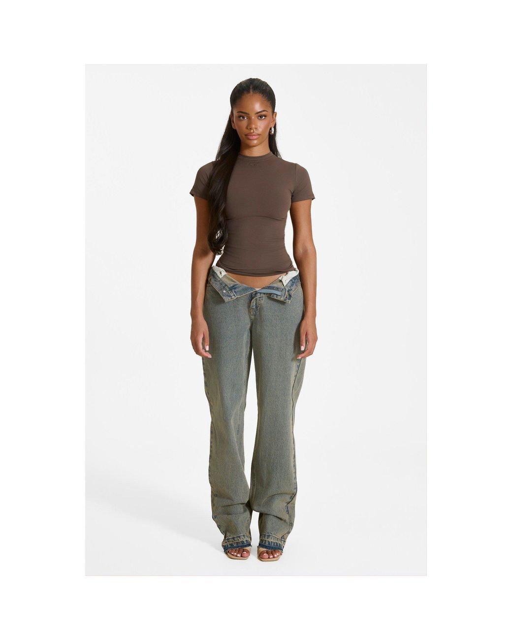 Mars the Label Brown Sculpt Short Sleeve Top