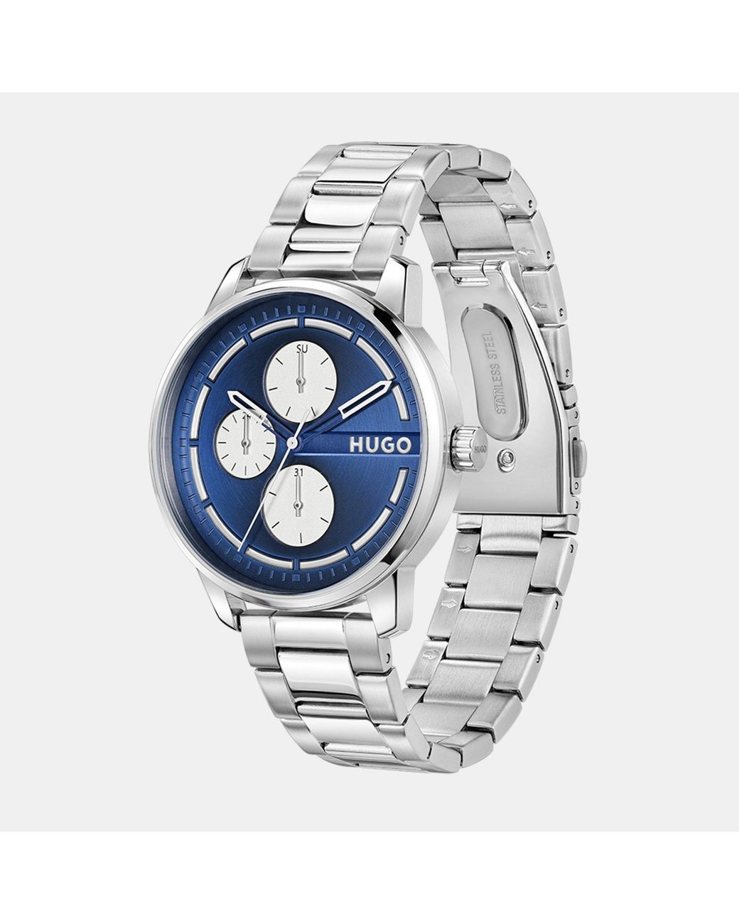 HUGO Metallic Gents #Stamp Multi Stainless Steel Bracelet Watch for men