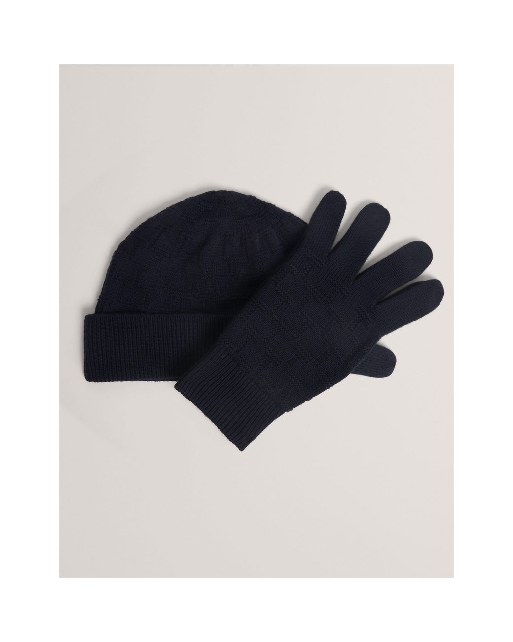 Ted Baker Black Check Hat And Glove Set for men