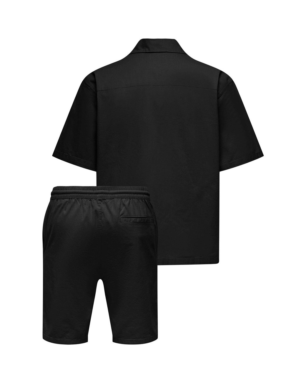 Only & Sons Black Resort Shirt And Shorts Set