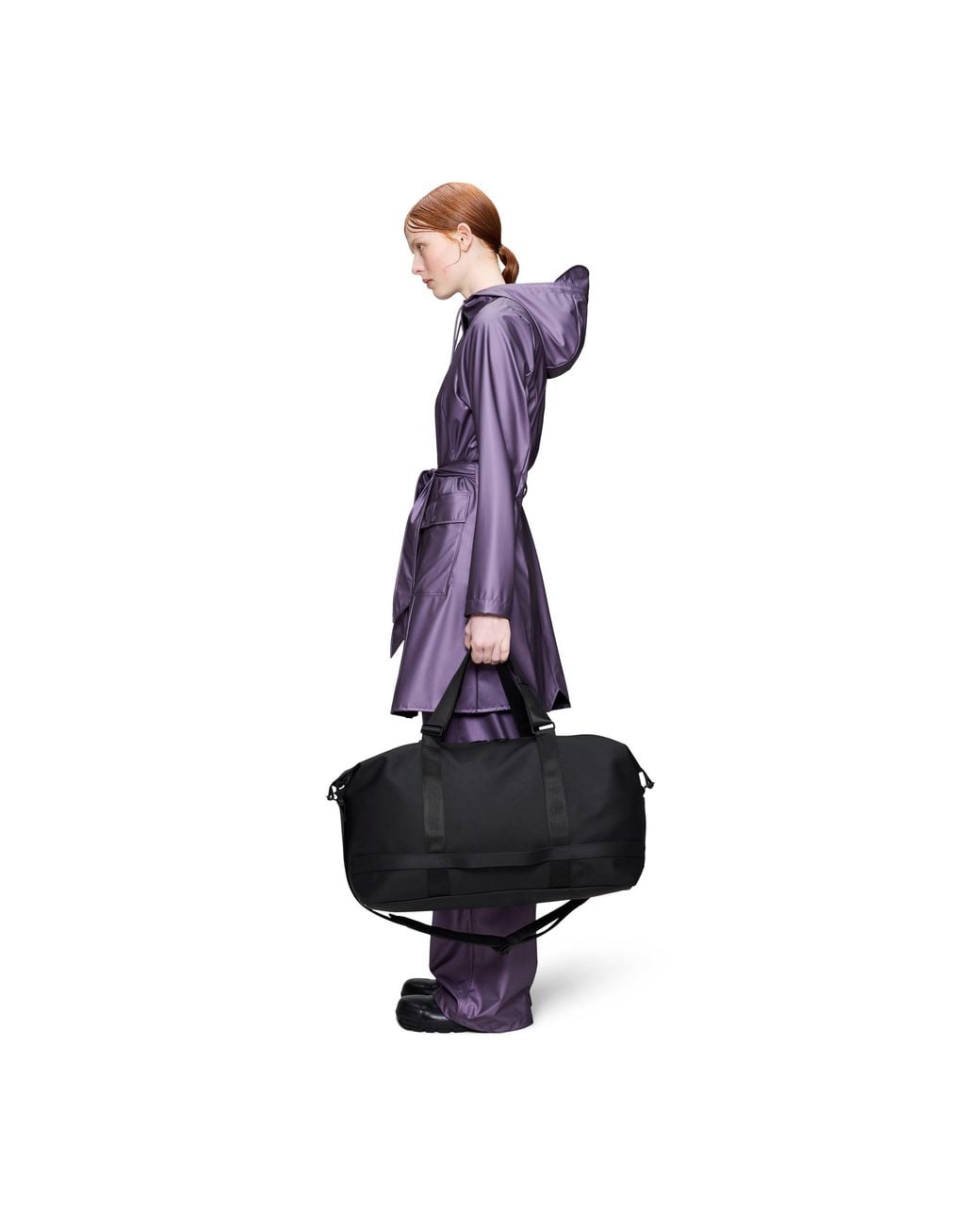 Rains Black Otg Waterproof Weekend Holdall Bag 33 L