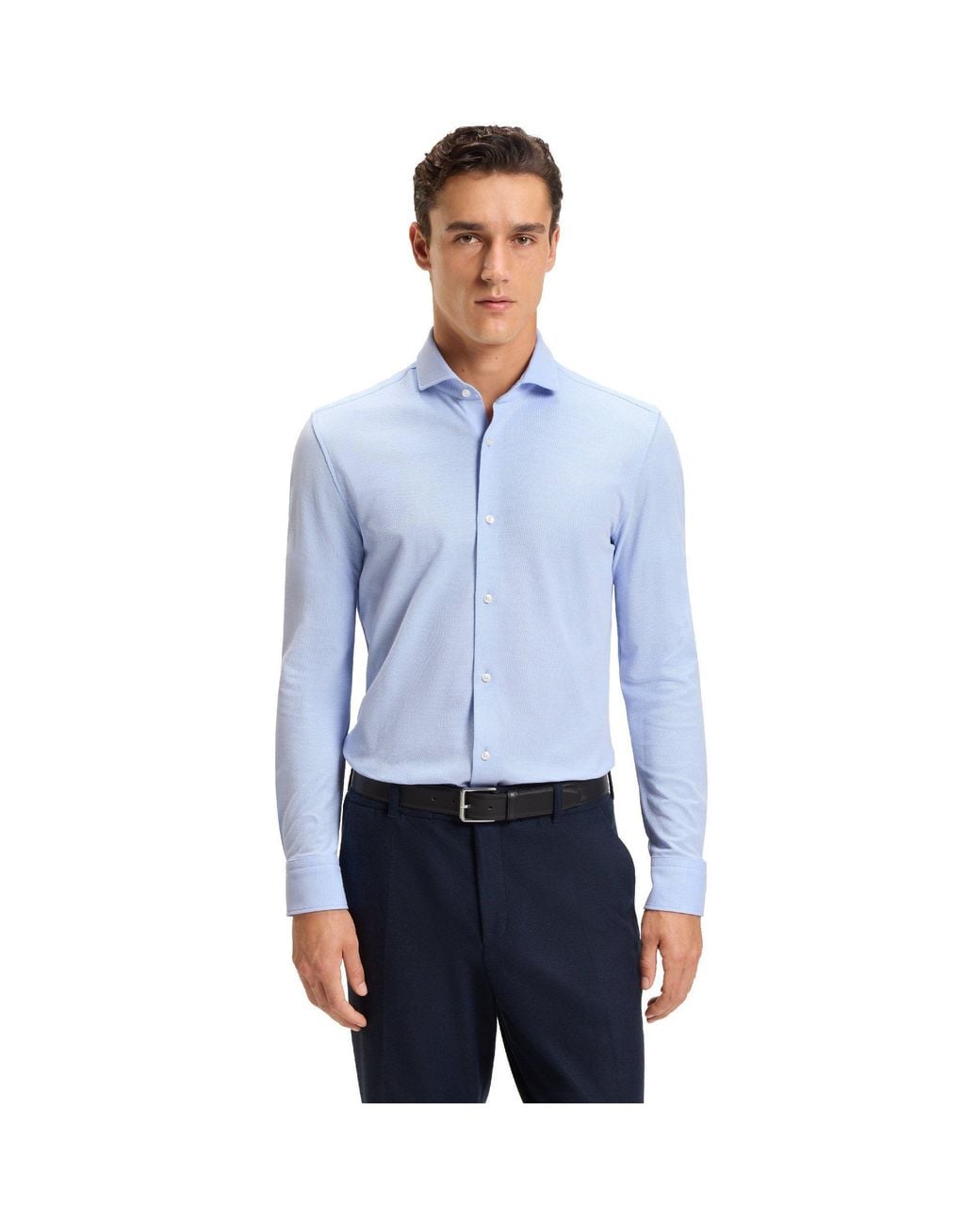 Boss Blue P Hank Spread Long Sleeve Oxford Shirt for men