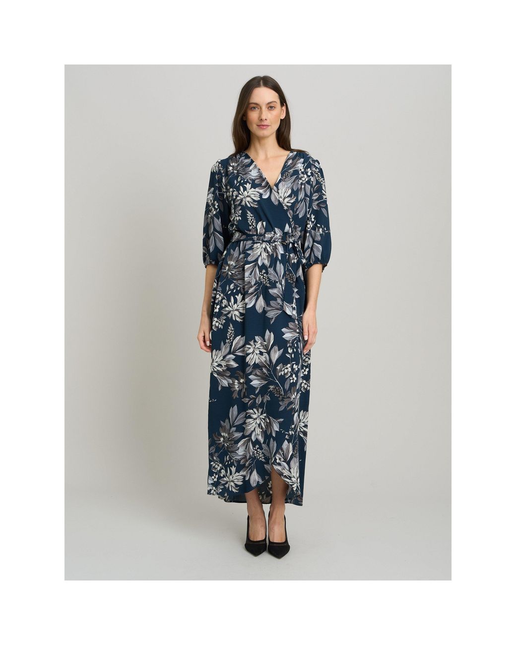 Gina Bacconi Blue Gwyneth Floral Print Maxi Dress