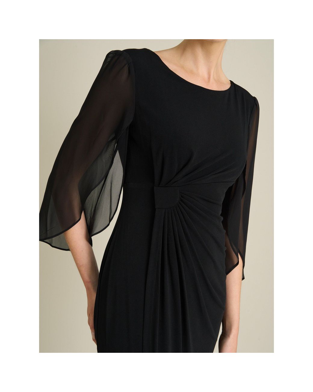 Gina Bacconi Black Ryder Jersey And Chiffon Wrap Dress