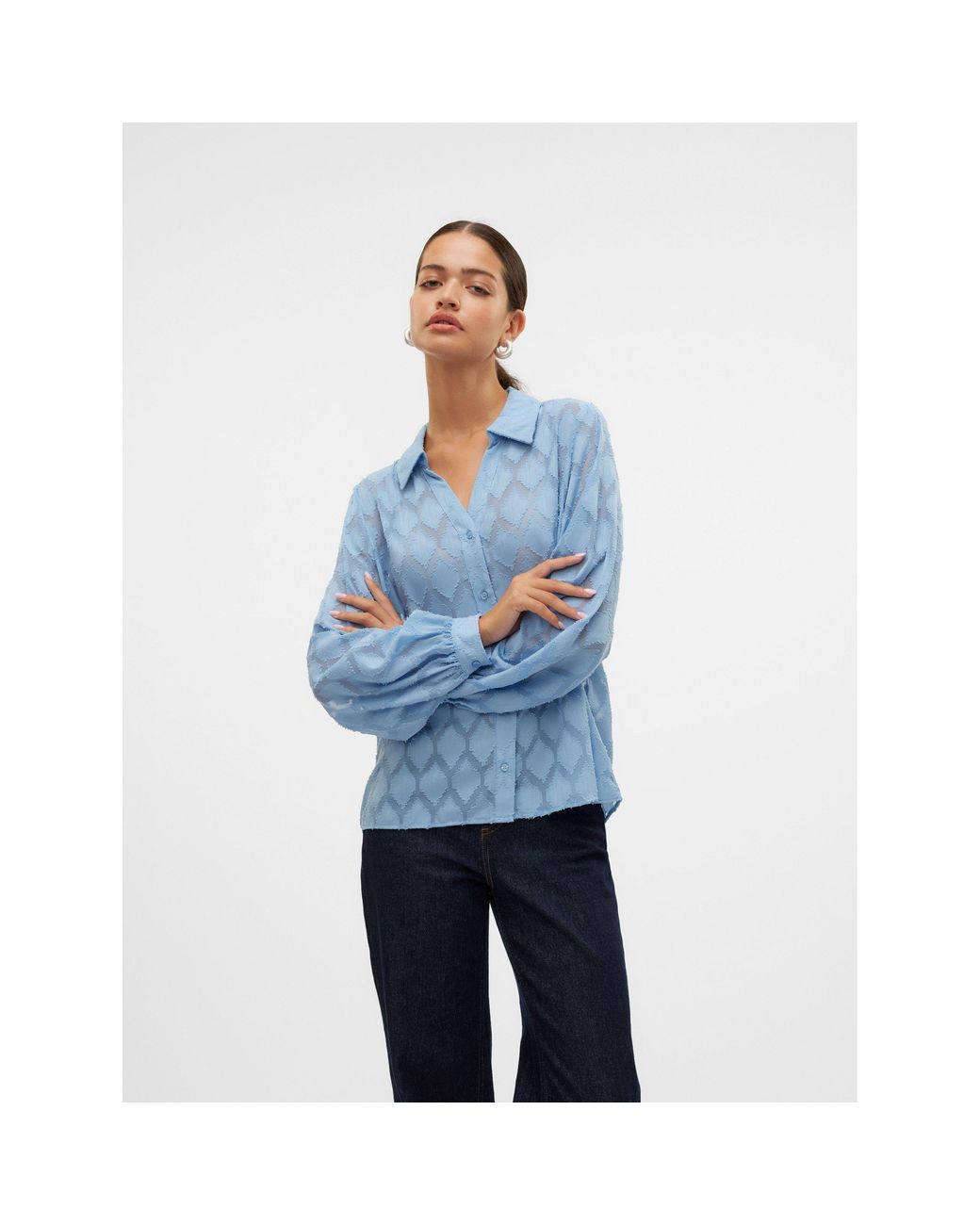 Vero Moda Blue Mayla Long-Sleeve Blouse