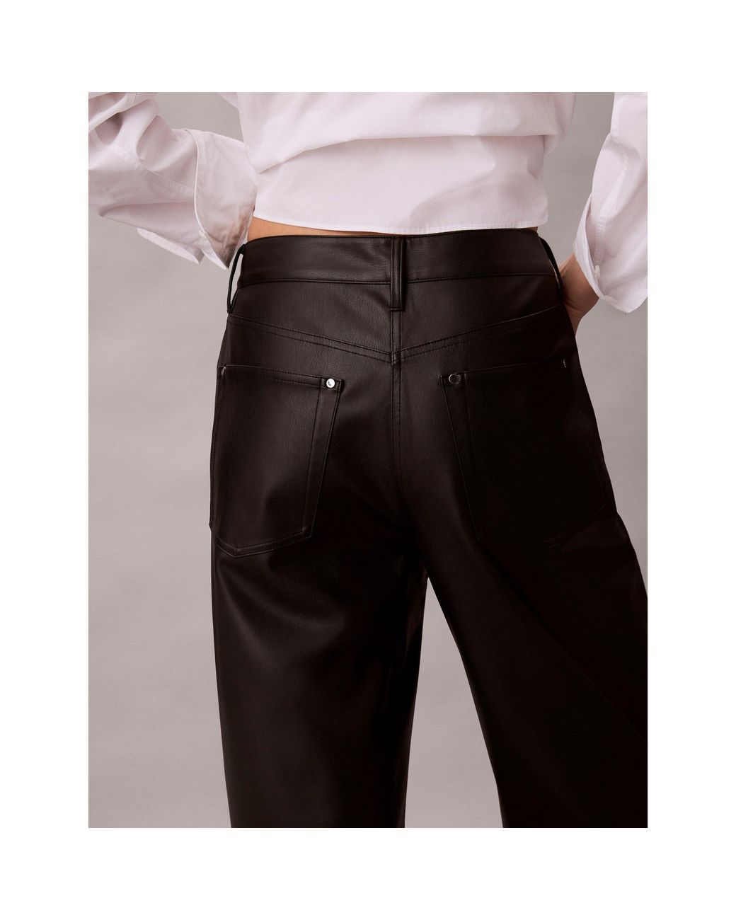 Calvin Klein Black Tailored Leather Trousers