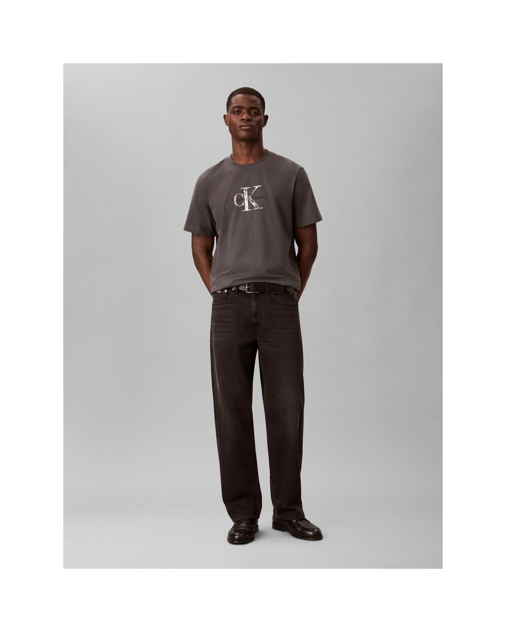 Calvin Klein Purple Distressed Monogram Logo Cotton Short-Sleeve T-Shirt for men