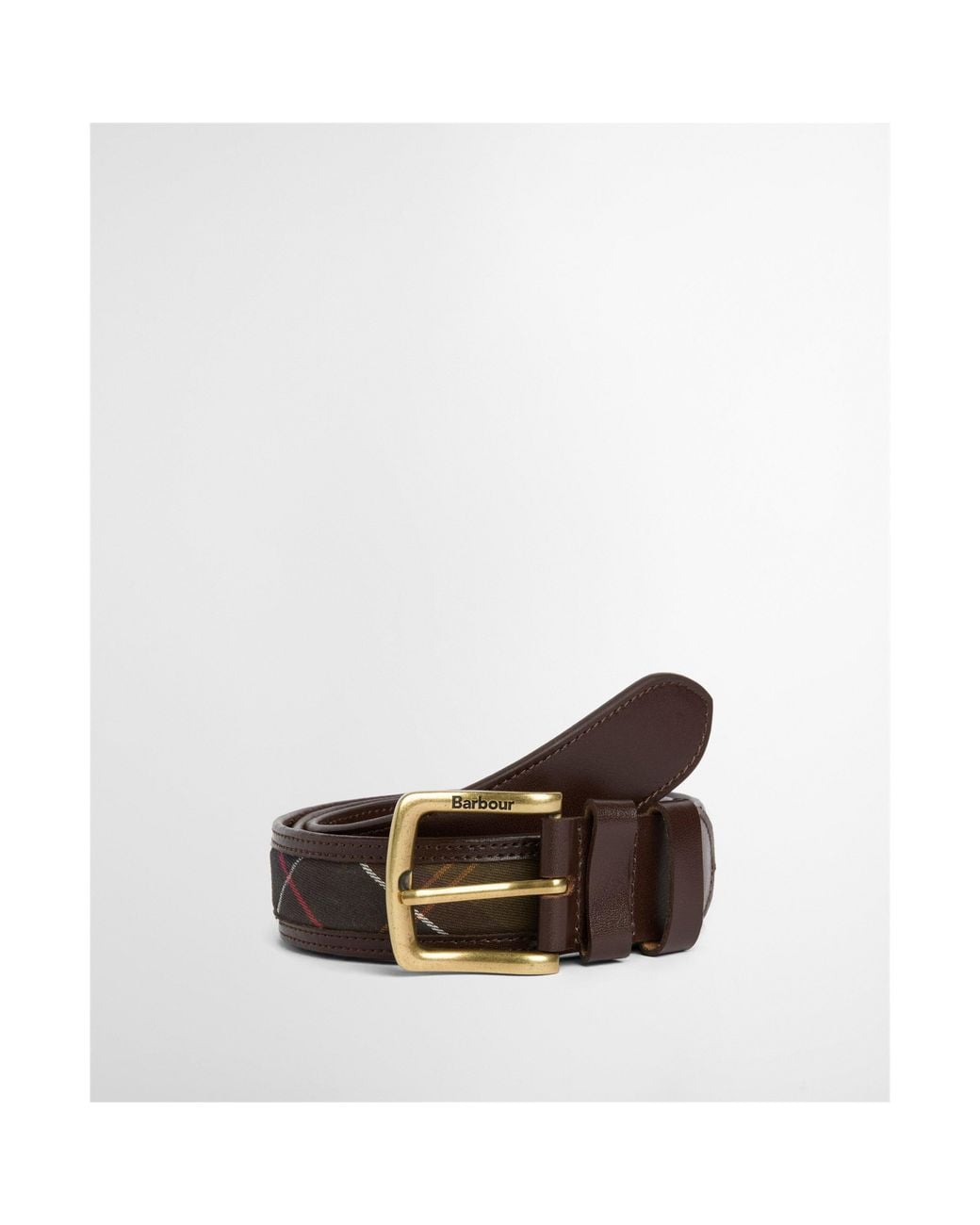 Barbour Brown Girvan Tartan Leather Belt for men