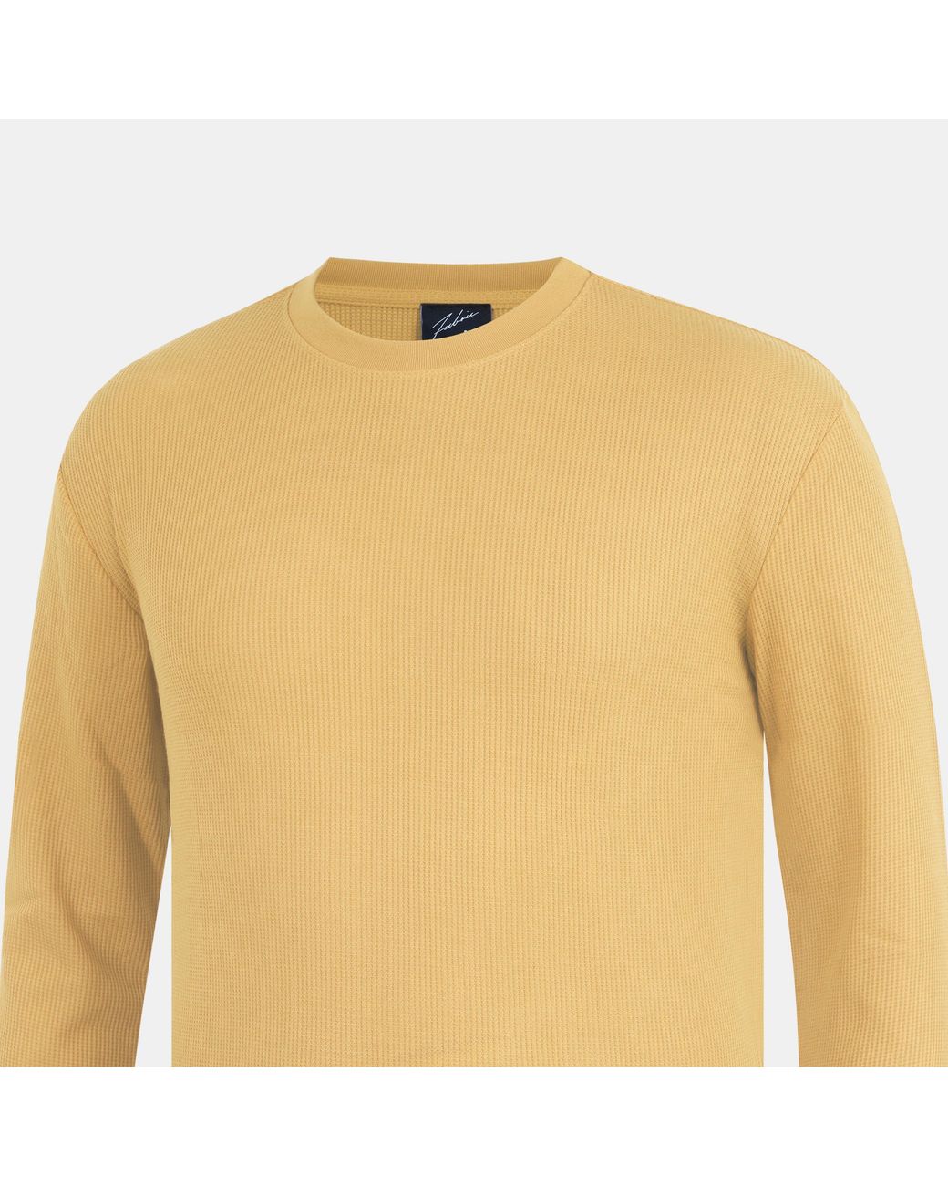 Fabric Yellow Regular Fit Waffle T-Shirt for men