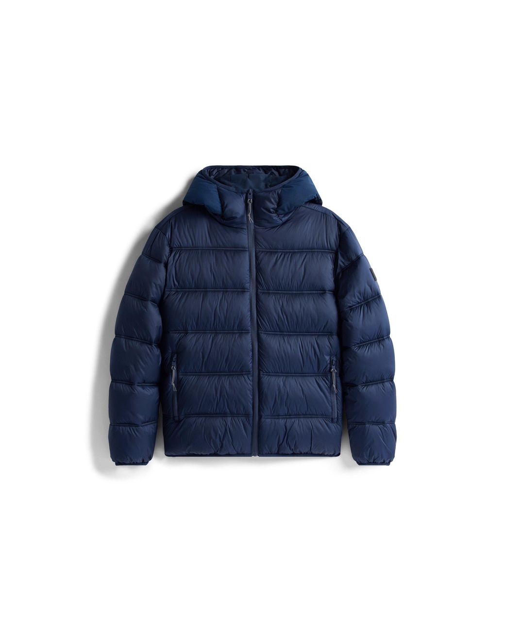 Tommy Hilfiger Blue Logo Hooded Full-Zip Short Puffer Jacket for men