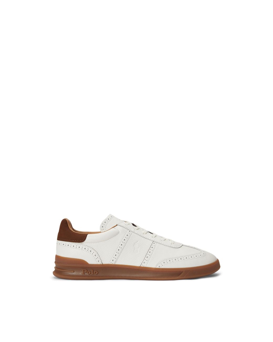 Polo Ralph Lauren White Heritage Aera Brogue Leather Low-Top Trainers for men