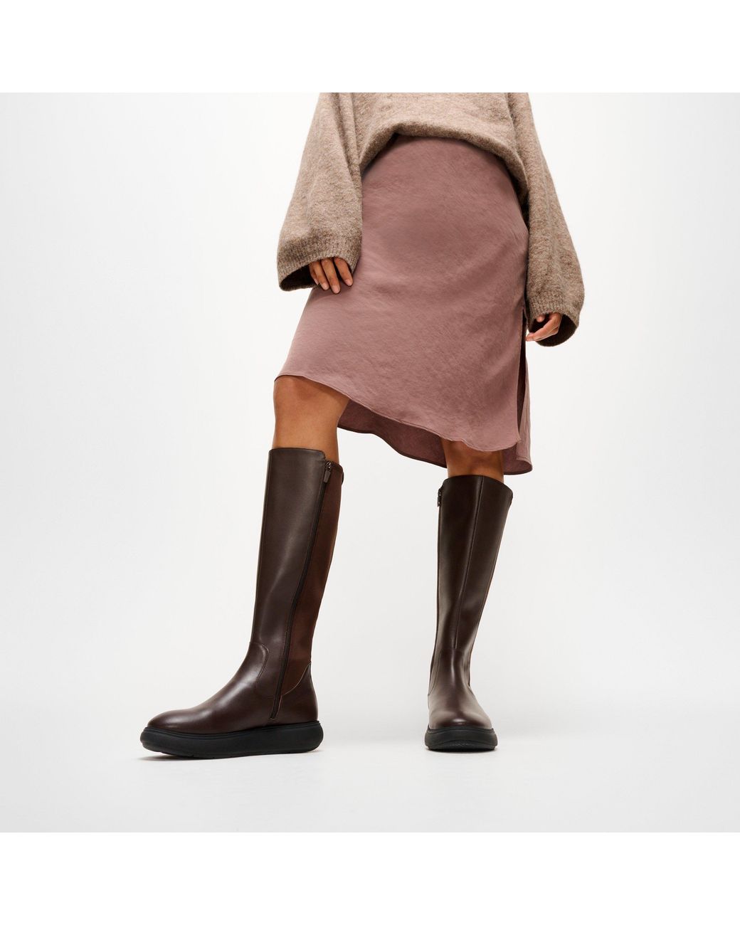 Fitflop Brown Iq-Comff Leather Knee-High Boots