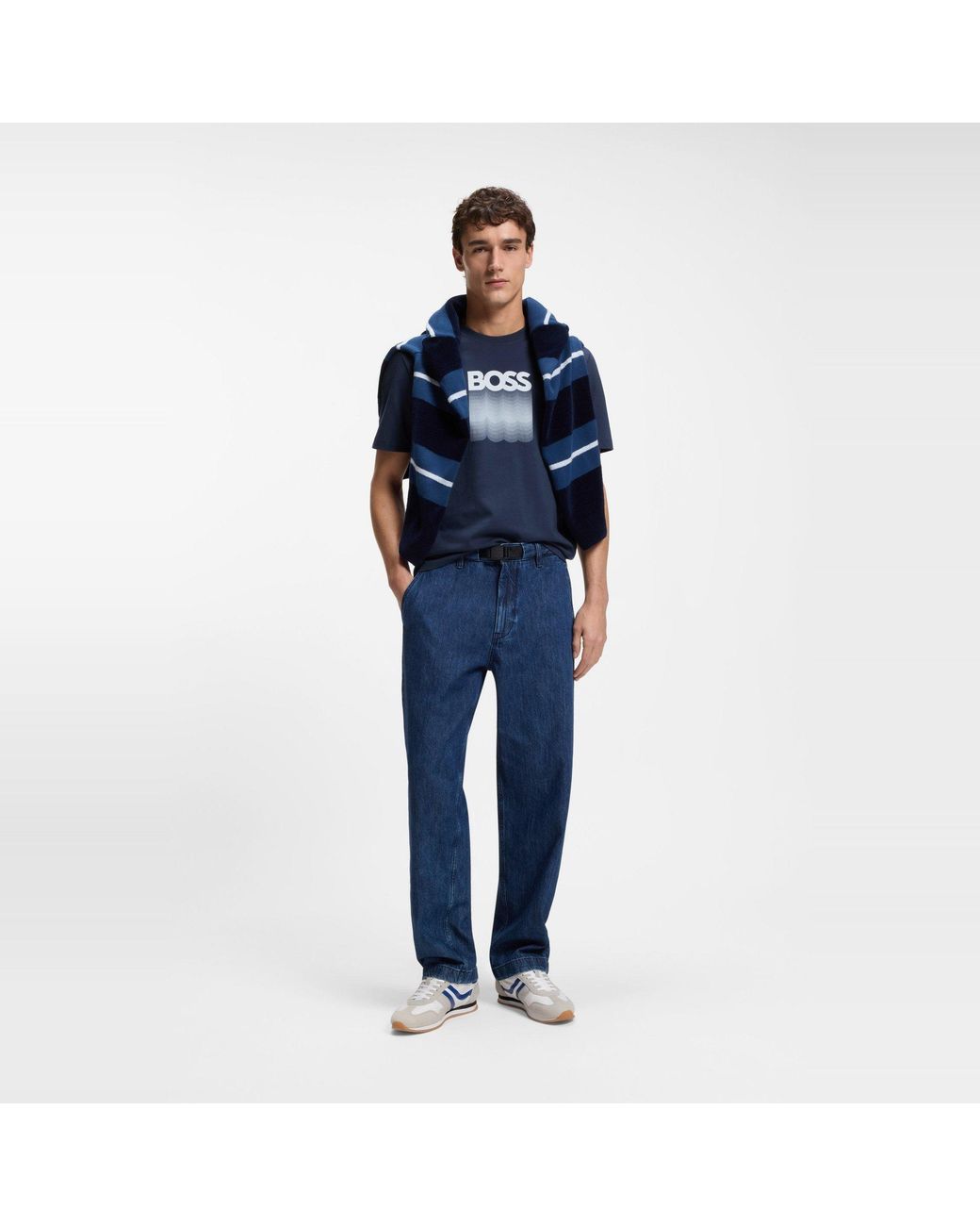 Boss Blue Insignia Cotton Graphic Crew-Neck Short-Sleeve T-Shirt for men