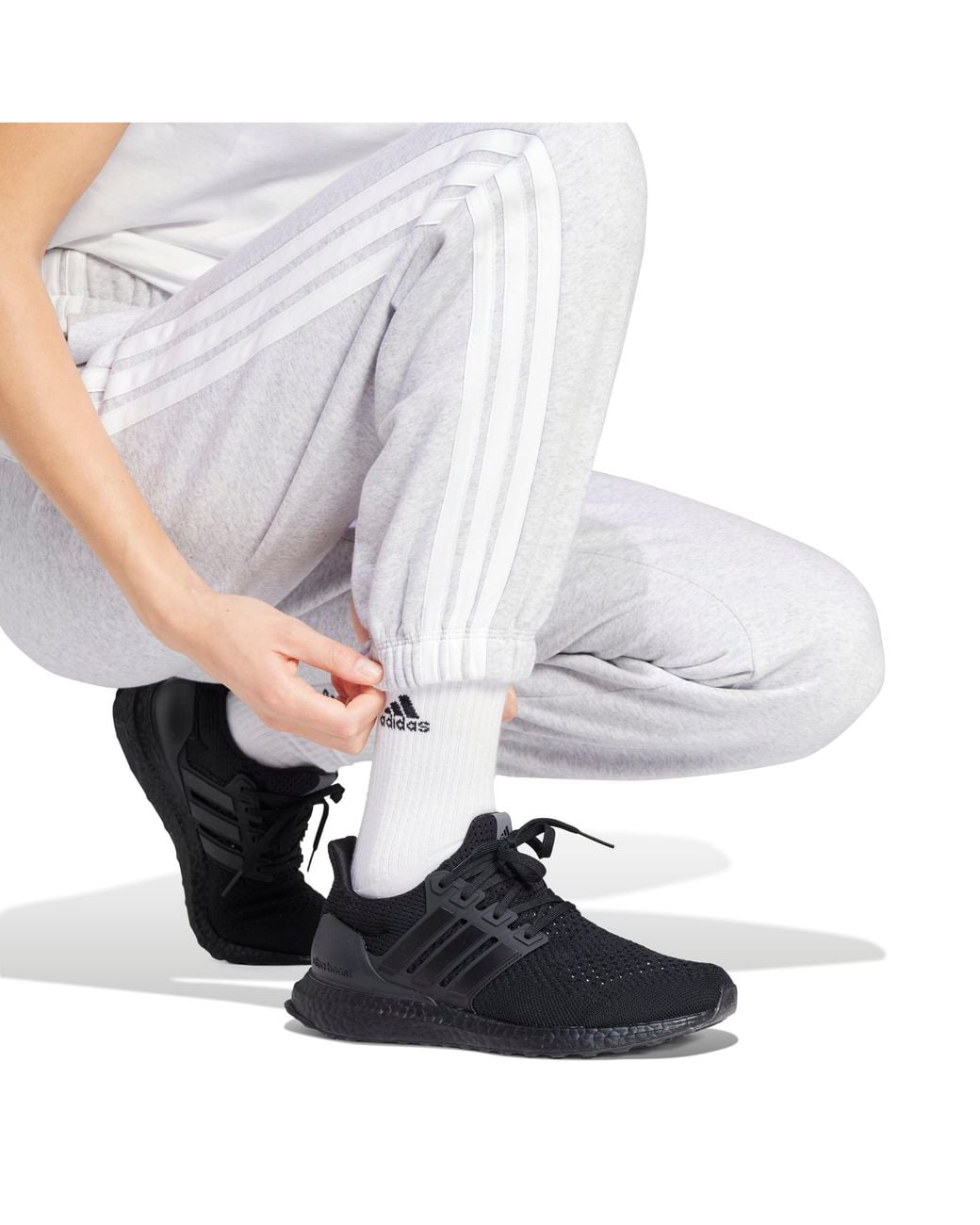 Adidas Gray Essentials 3-Stripes Pants Slim