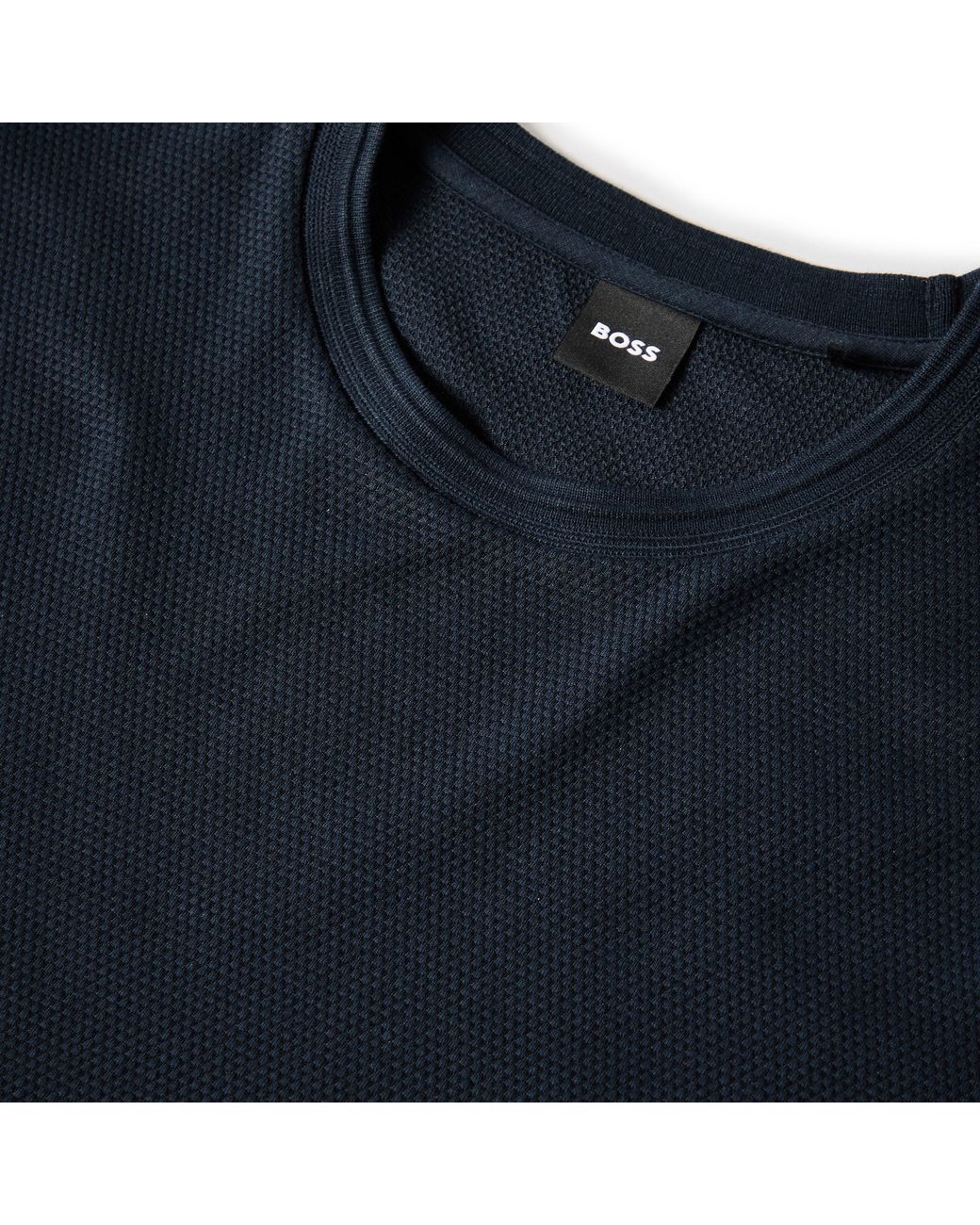Boss Blue Tiburt Bubble Structure Cotton Short Sleeve T-Shirt for men