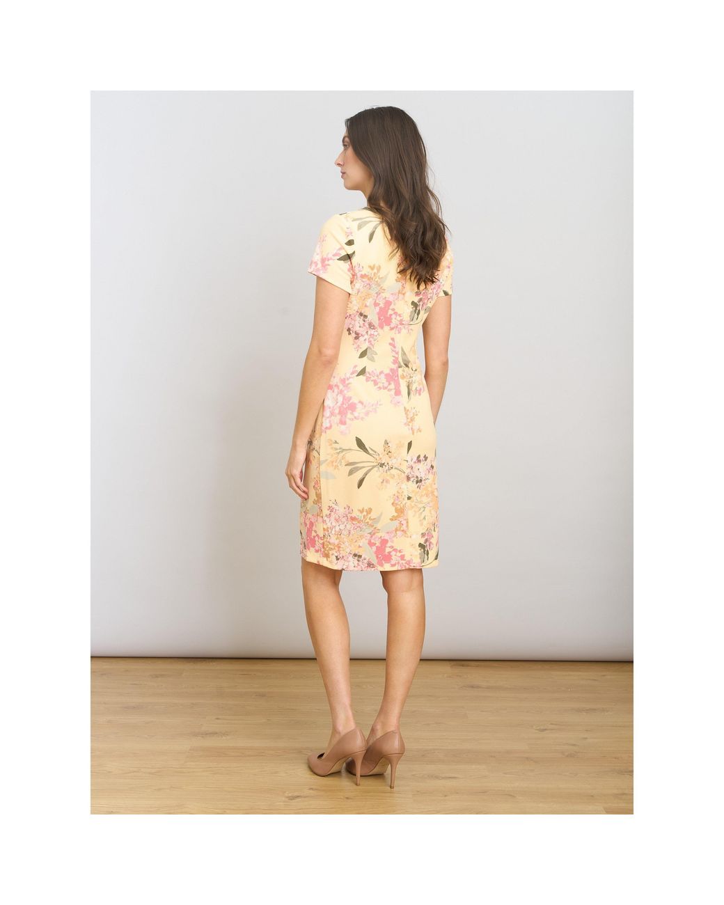 Gina Bacconi Natural Trish Floral Print Dress