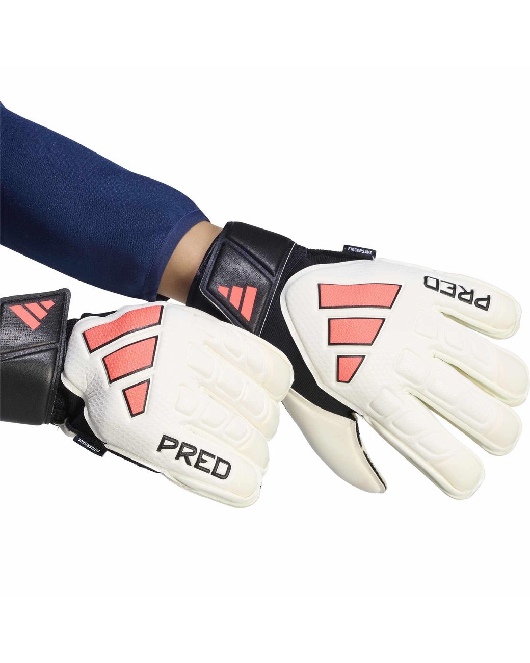 Adidas White Predator Match Fingersave Goalkeeper Gloves Adults