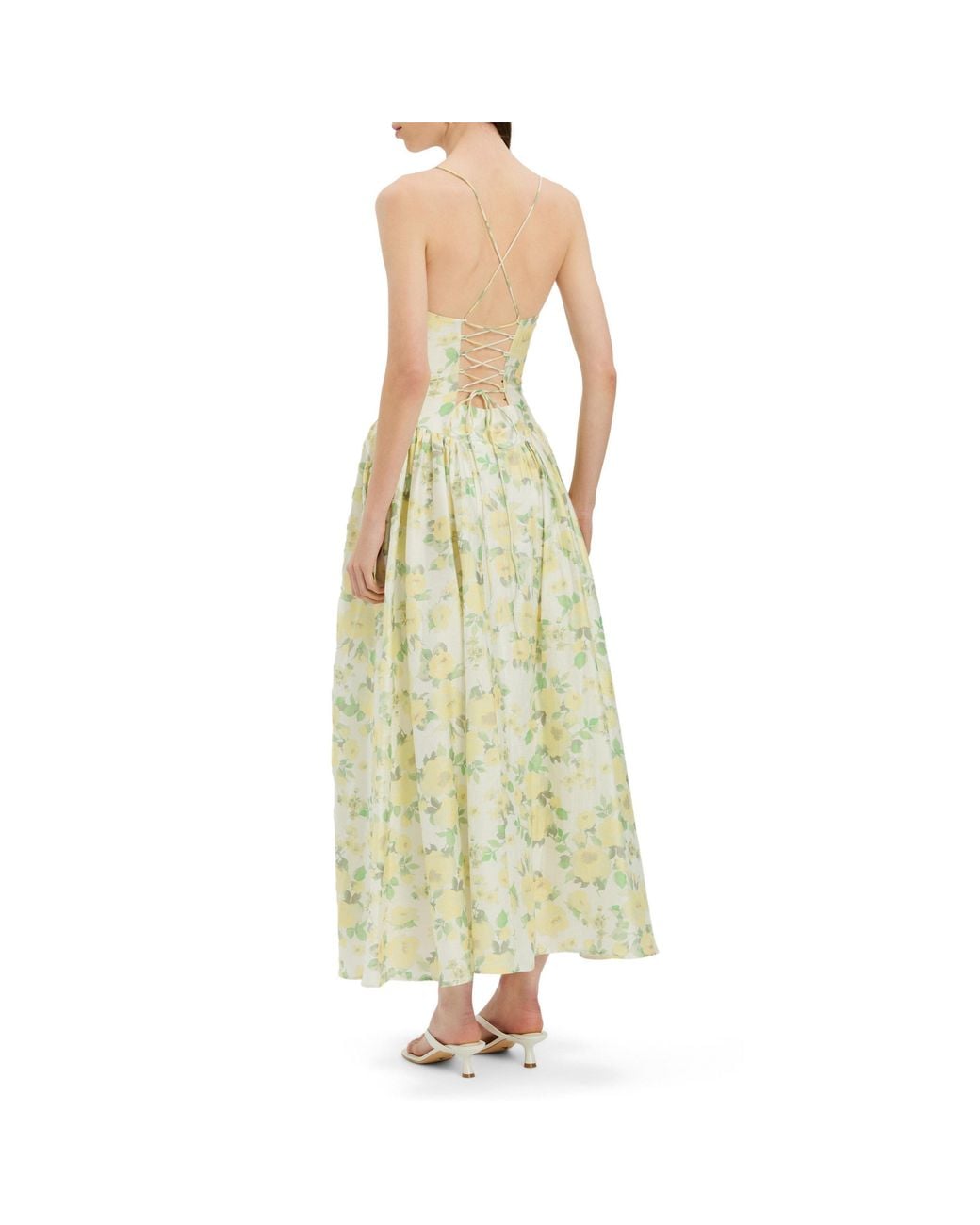 Bardot Yellow Estie Printed Floral Cotton Evening Maxi Dress