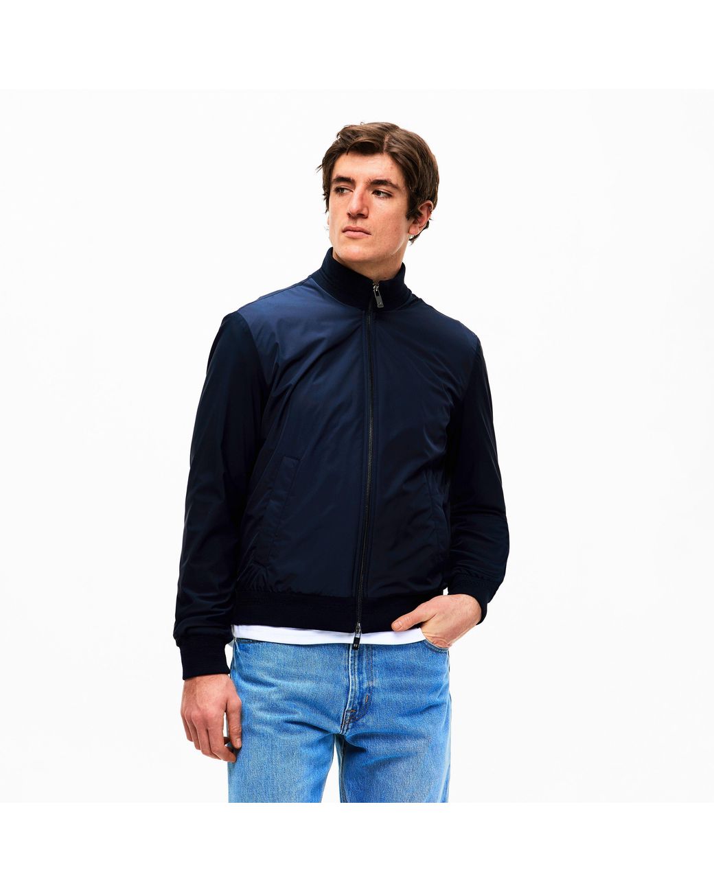 Pal Zileri Blue Zip Bomber Jacket for men