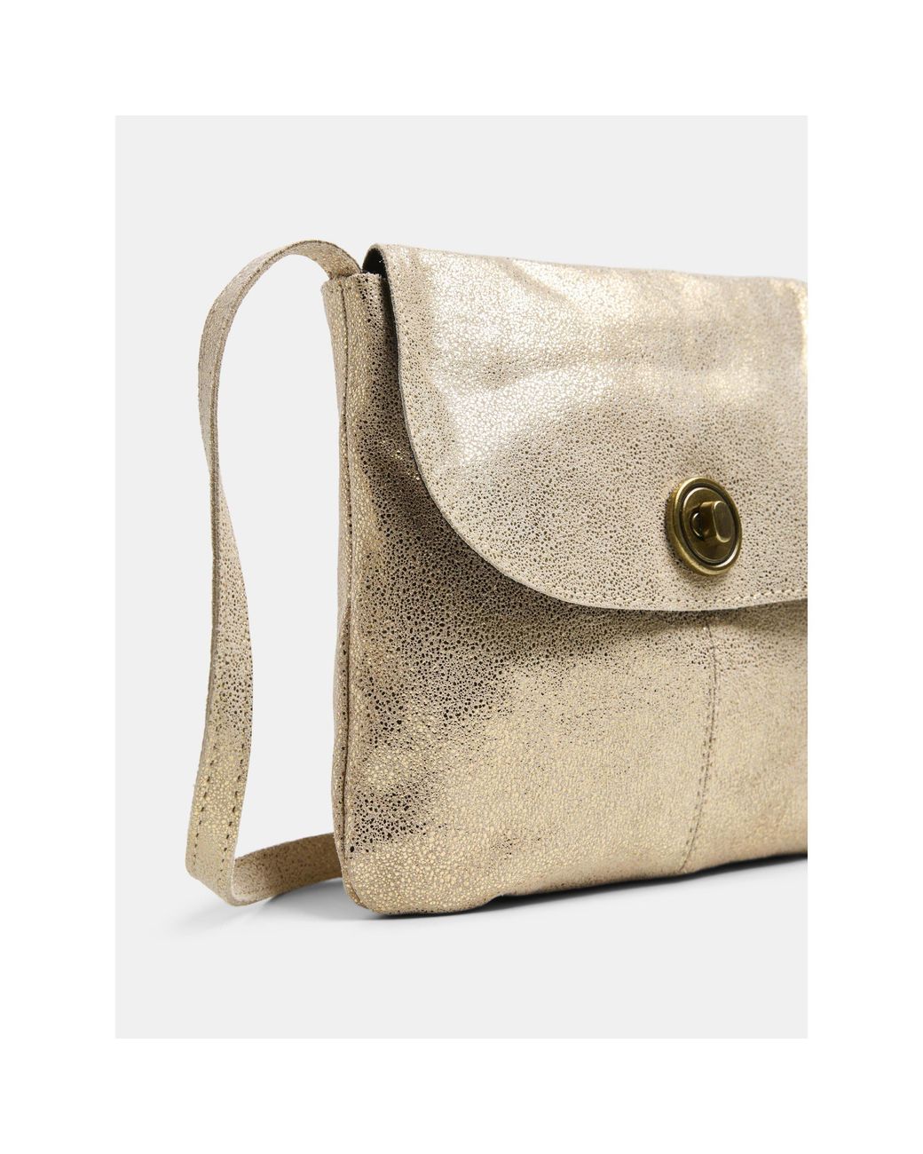 Pieces Natural Totally Large Leather Cross-Body Bag