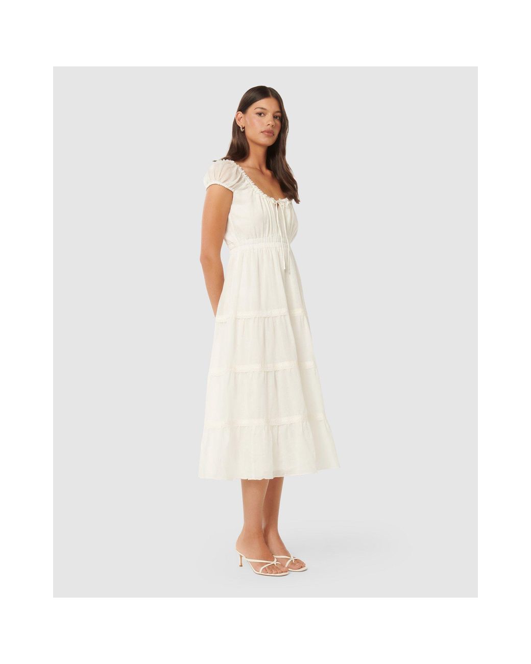 Forever New White Tuscany Trim Detail Midi Dress