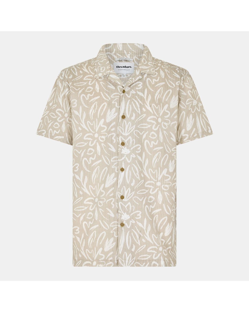 Threadbare Natural Dalo Short-Sleeve Patterned Shirt for men