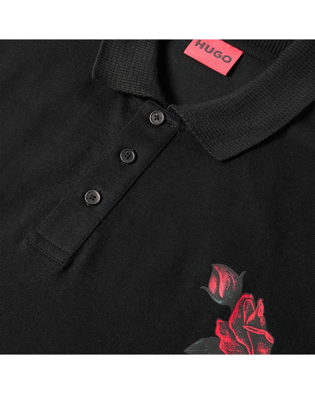 HUGO Black Dardigo Short Sleeve Polo Shirt With Artwork Detail for men