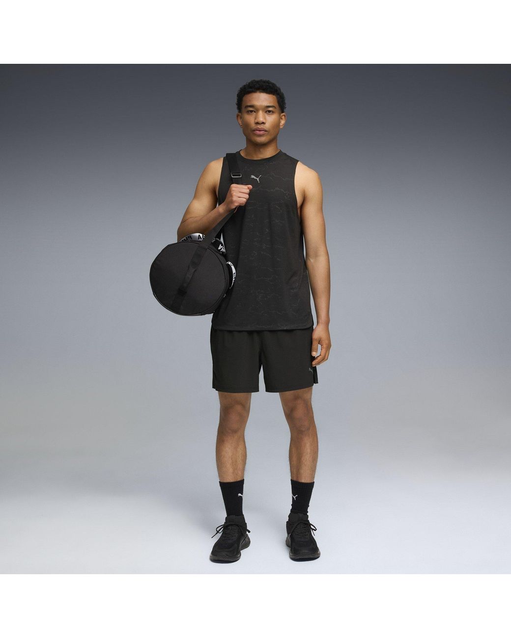 PUMA Black Tech Training 5In Stretch Woven Shorts for men