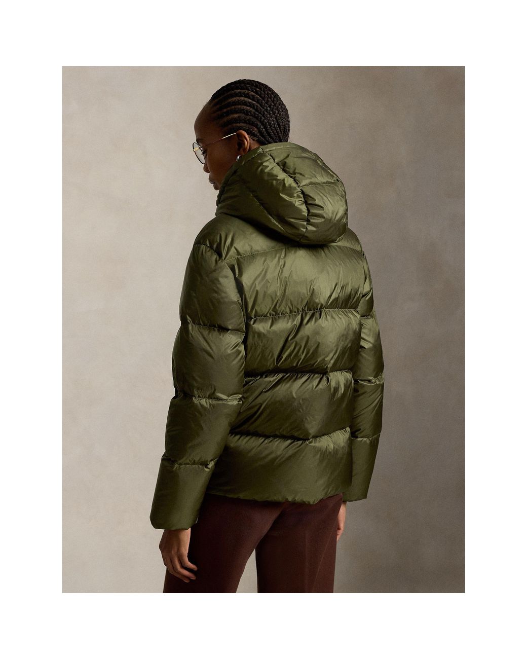 Polo Ralph Lauren Green Carly Duck Down Short Puffer Jacket