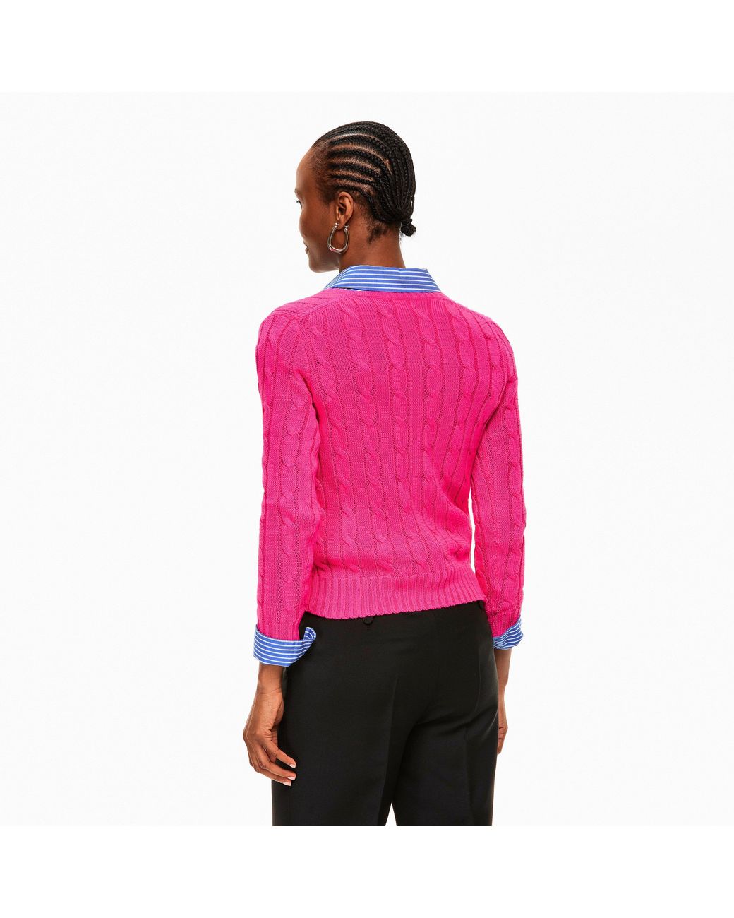 Polo Ralph Lauren Pink Cable-Knit V-Neck Jumper