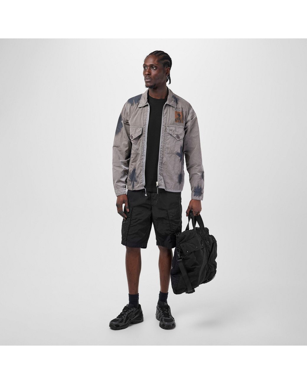 C P Company Gray Seed 2 Zip Overshirt for men