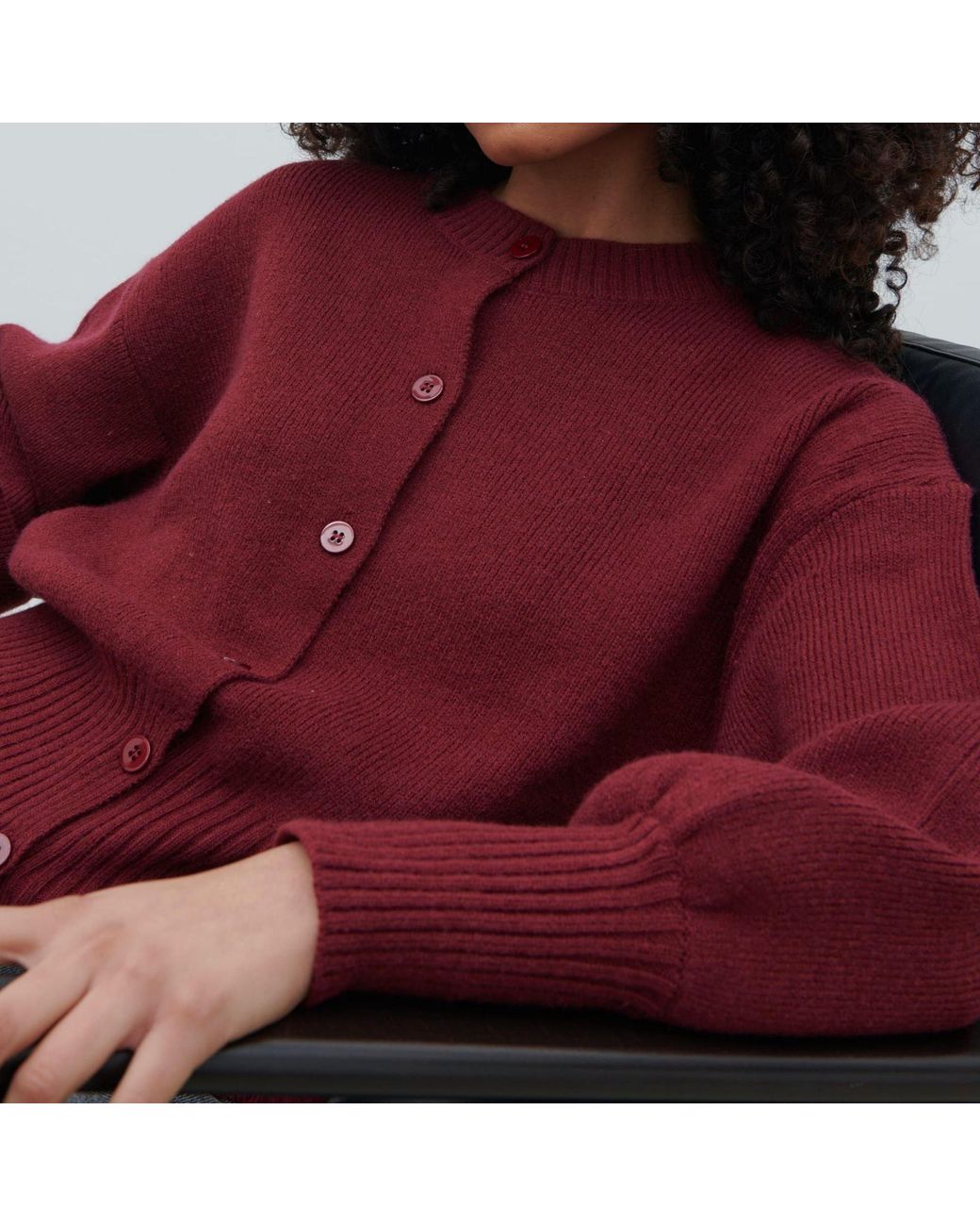 Pretty Lavish Red Etta Knit Bomber Jacket