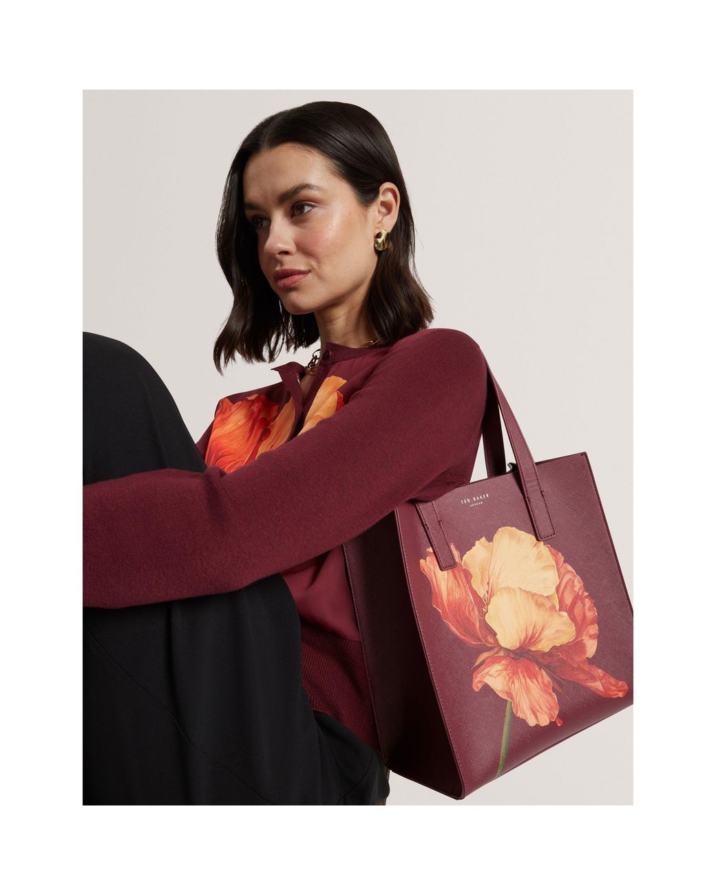 Ted Baker Pink Floral Graphic Small Icon Tote Bag