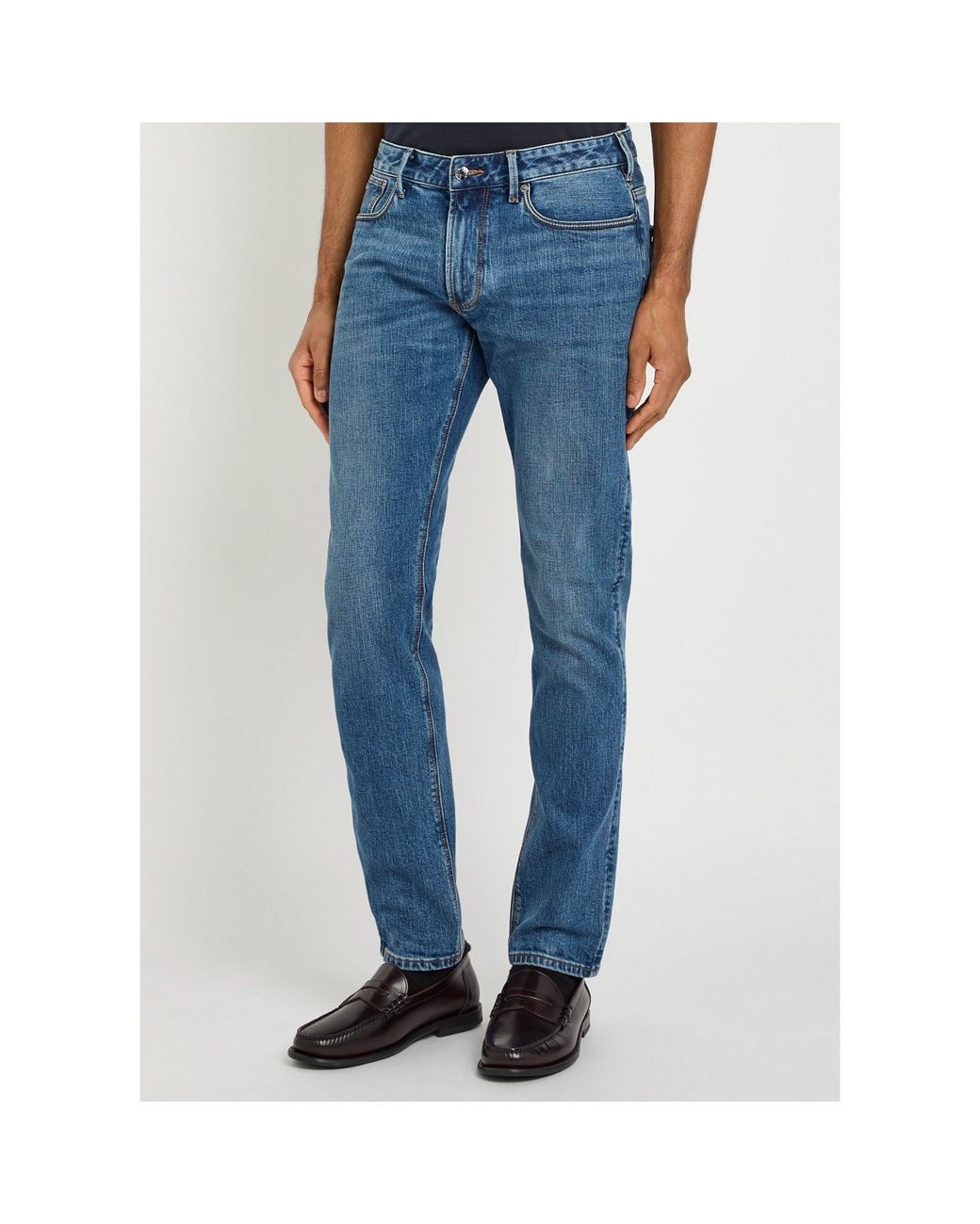 Emporio Armani Blue J06 Cotton Low-Rise Slim-Fit Jeans for men