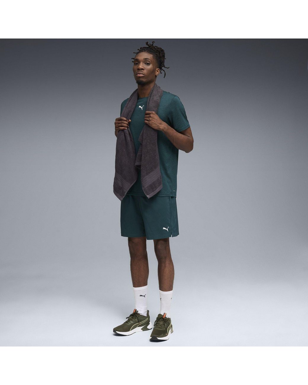 PUMA Green Tad 7In Performance Gym Shorts for men
