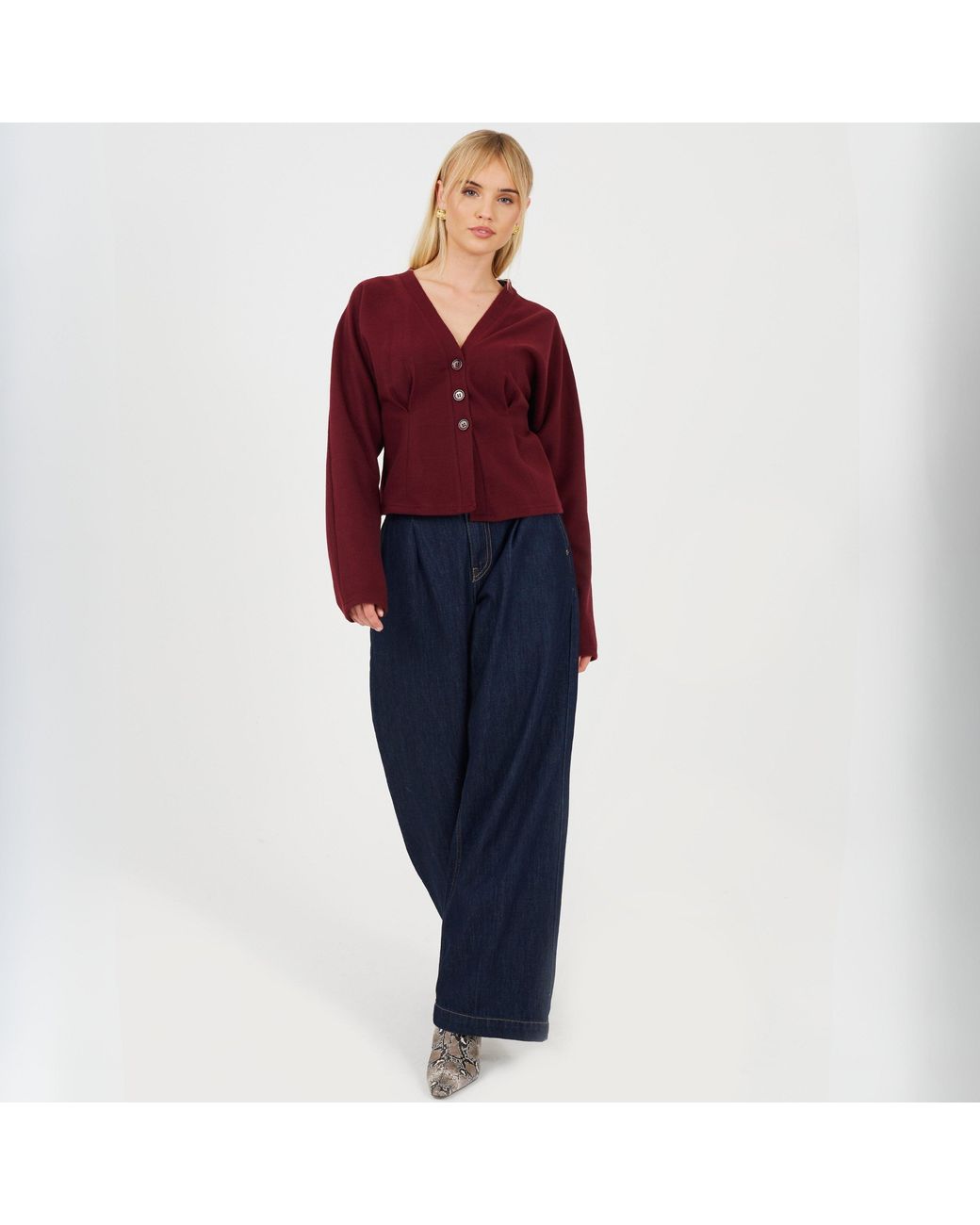 Brave Soul Red Ladies Long Sleeve Button Down Top