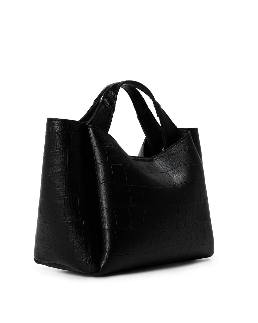 DKNY Black Willa Mini Satchel Embossed Faux Leather Tote Bag