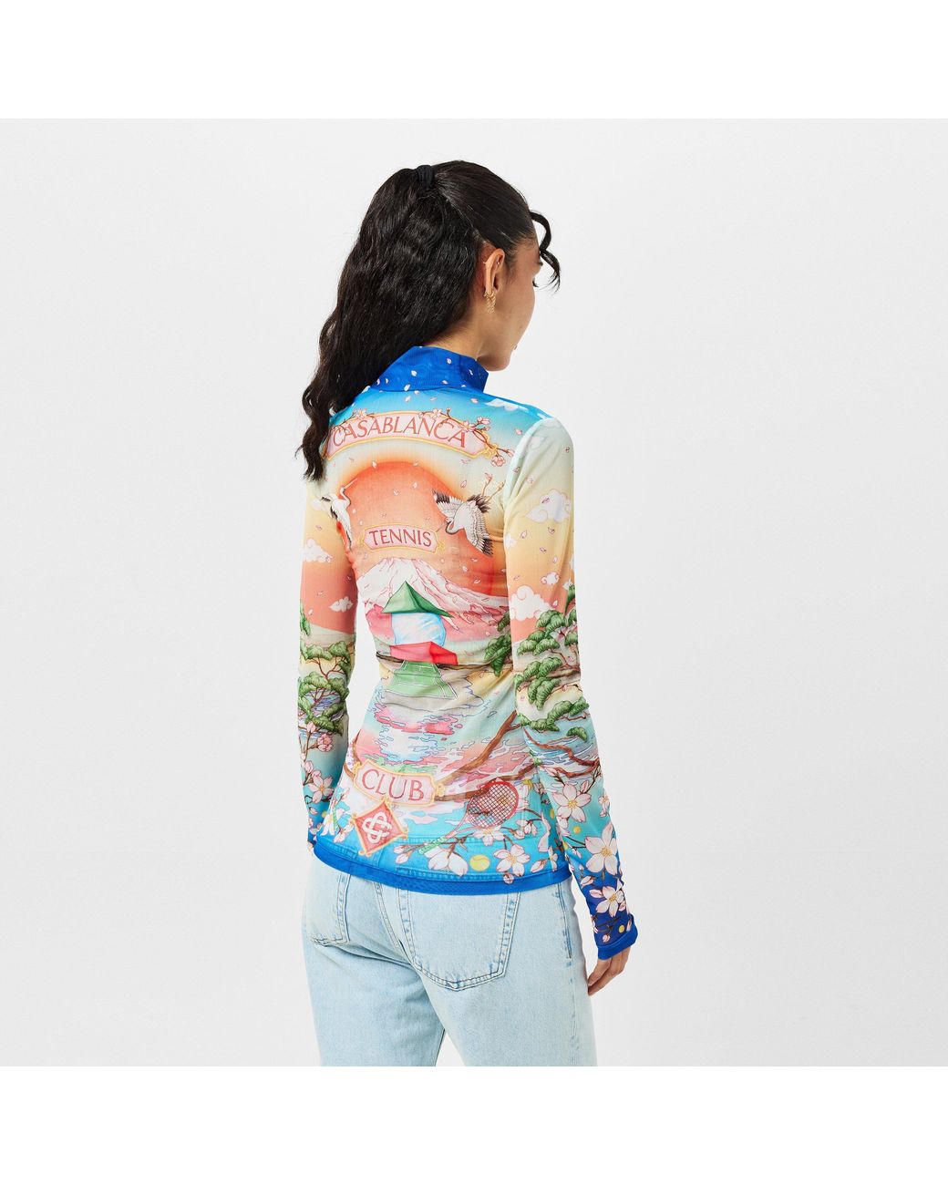 Casablanca Blue Long Sleeve Relaxed Fit T-Shirt