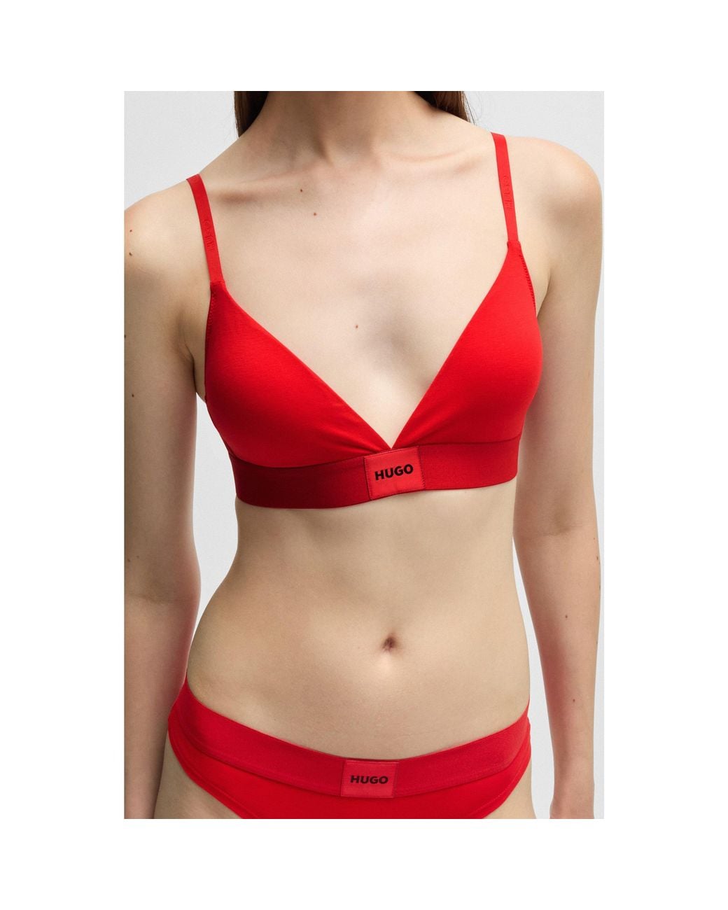HUGO Red Comfortable Triangle Bra Top With Logo Detail