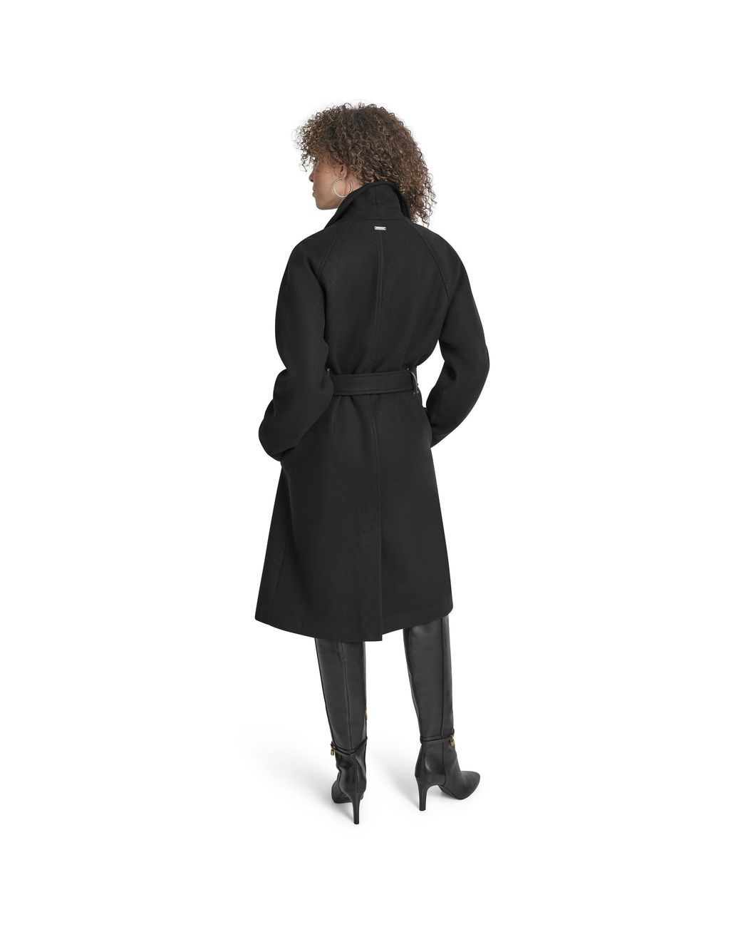DKNY Black Wrap Overcoat