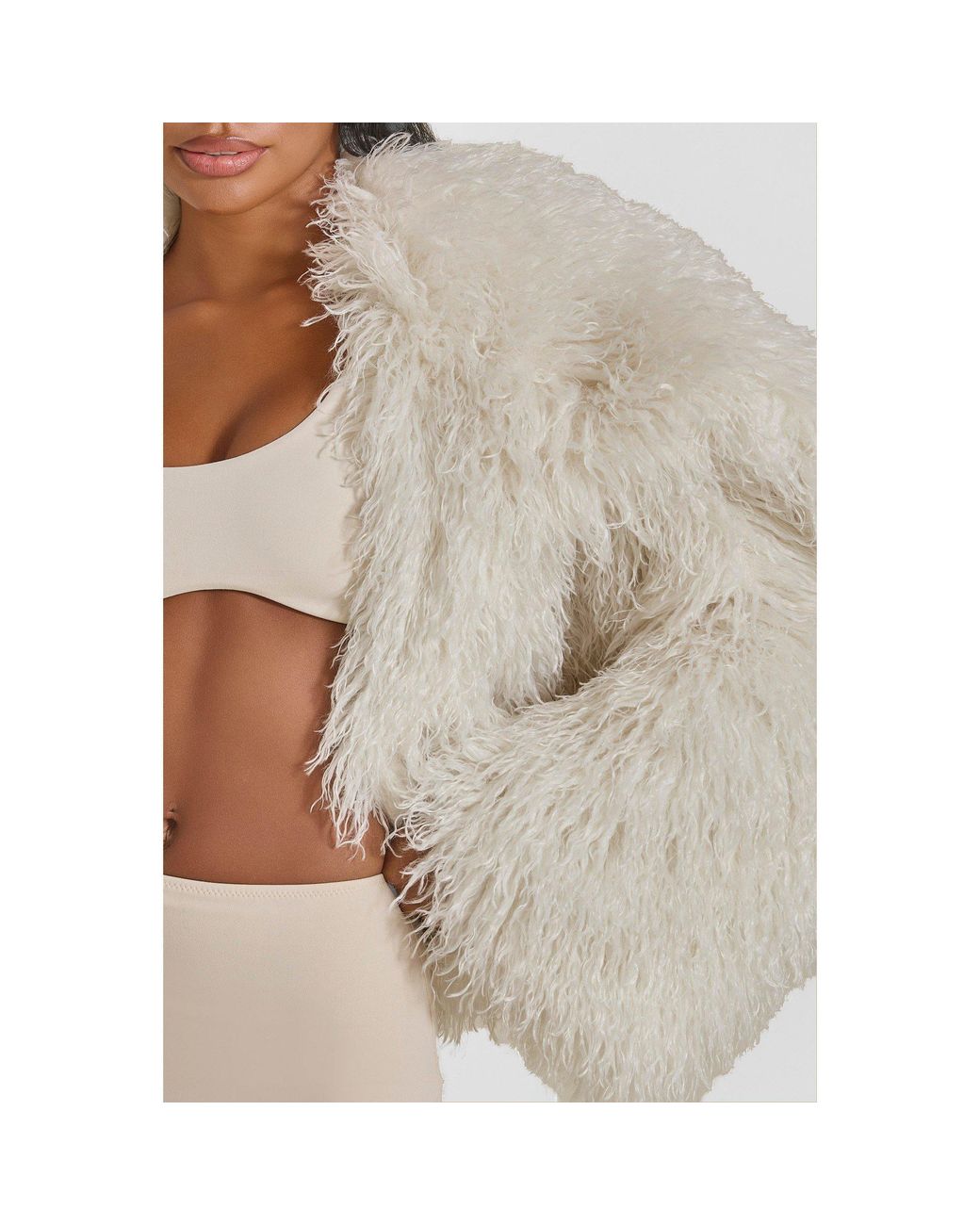 Mars the Label White Mongolian Faux Fur Teddy Coat