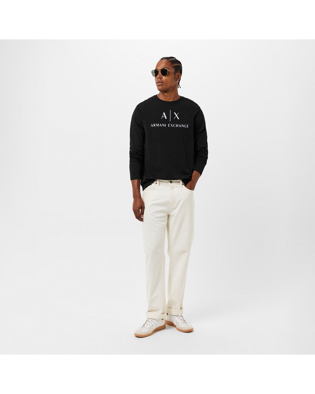 ARMANI EXCHANGE Black Long Sleeve Slim Fit T-Shirt for men