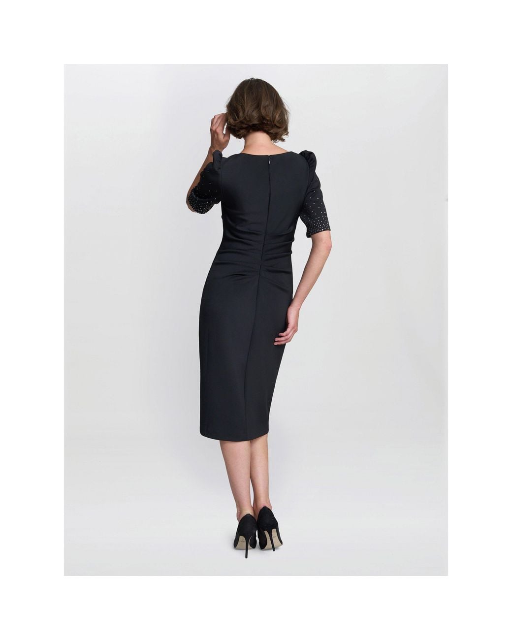 Gina Bacconi Black Louisa Dress With Beaded Sleeve