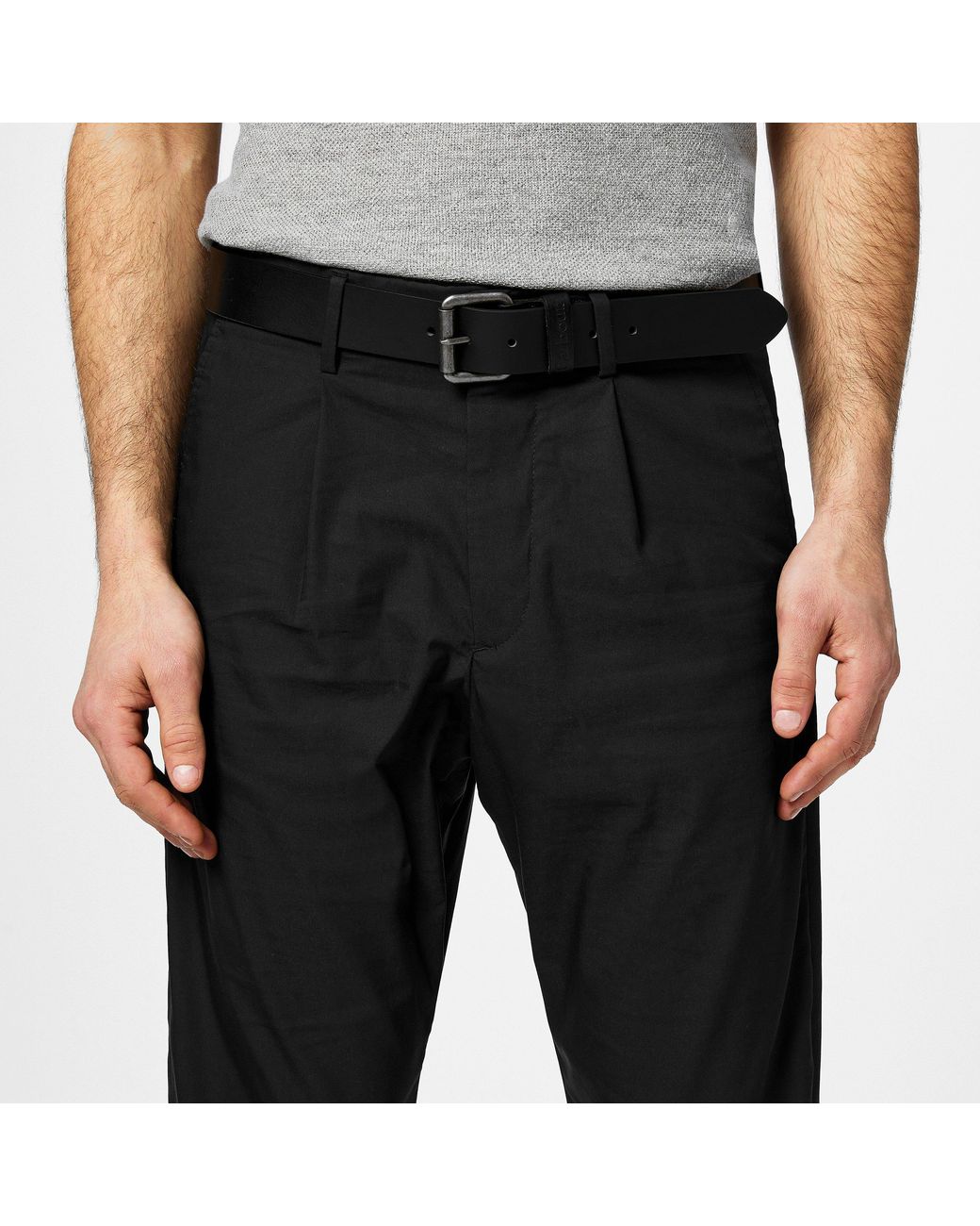 Barbour Black Matte Leather Belt for men